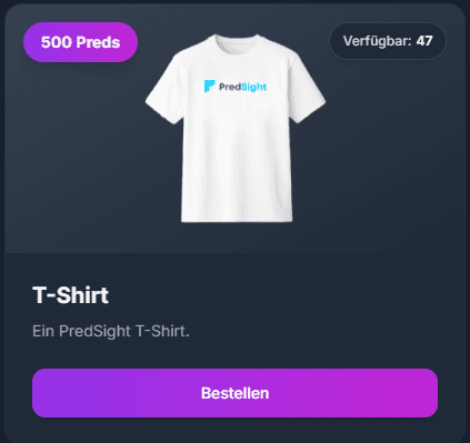 Der Währungsname wird bei Artikeln und Vorhersagen dargestellt. Beispiel: 'Preds'