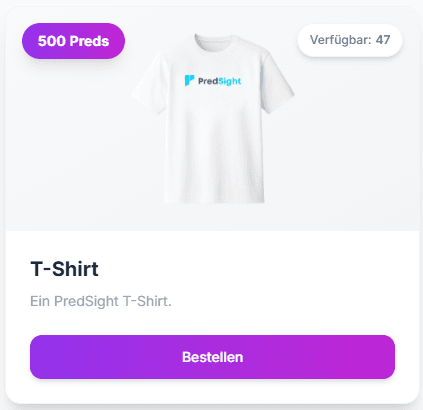 Der Währungsname wird bei Artikeln und Vorhersagen dargestellt. Beispiel: 'Preds'